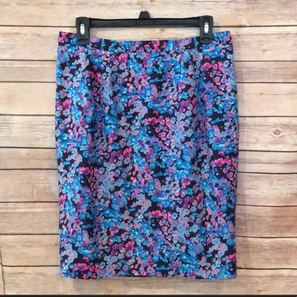 Boden Floral Pencil Skirt in Blue, Pink & Purple